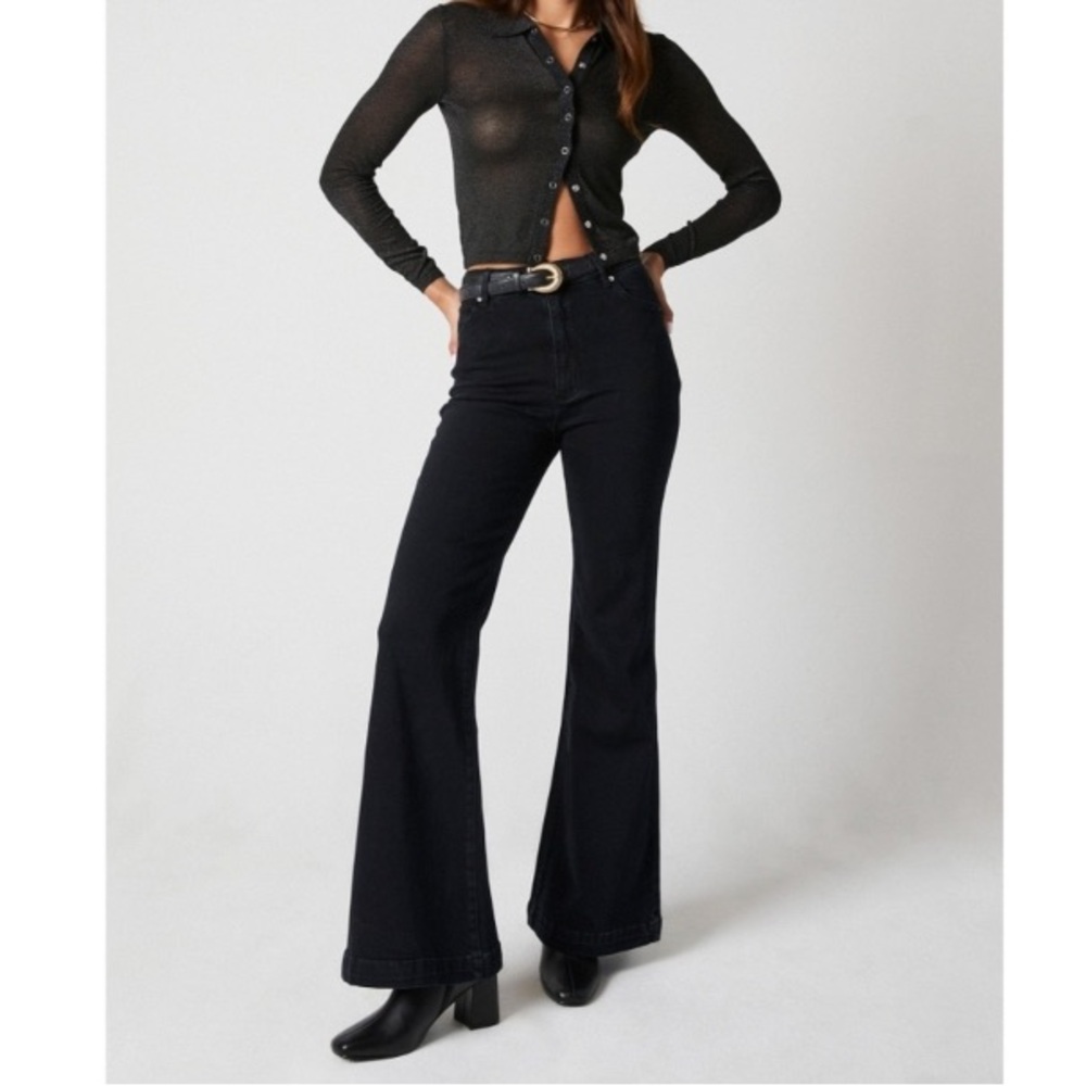 NWT ROLLAS east coast flare size 16 33 high waisted black denim